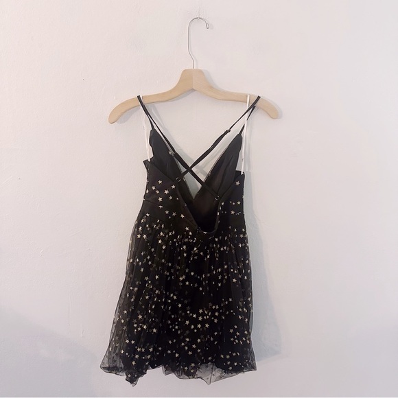 Lulus Favorite Moment Gold and Black Star Print Skater Dress Tulle Glitter - Picture 5 of 9
